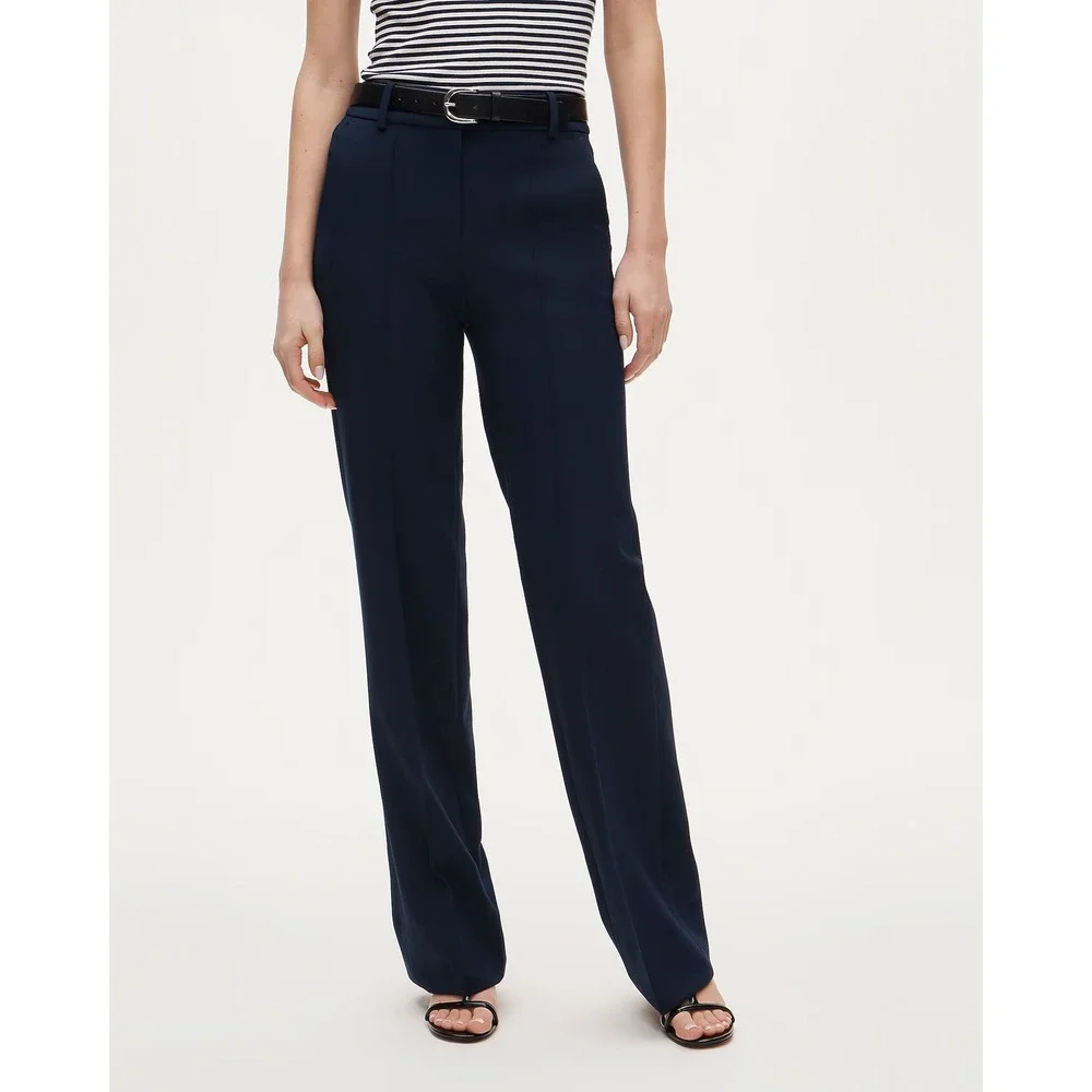 J crew Natalia flare business work pant high waist pleat professional navy blue